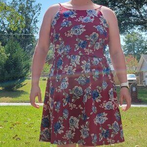 Burgandy Floral Dress